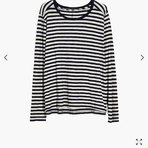 Madewell Whisper Cotton Long-Sleeve Crewneck Tee Navy/White - Picture 2 of 5